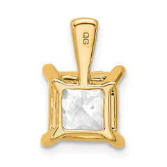 14k 3 carat Certified Lab Grown Diamond VS+ F+ Princess Complete Four Prong Pendant