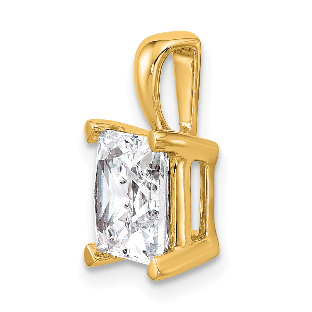 14k 3 carat Certified Lab Grown Diamond VS+ F+ Princess Complete Four Prong Pendant
