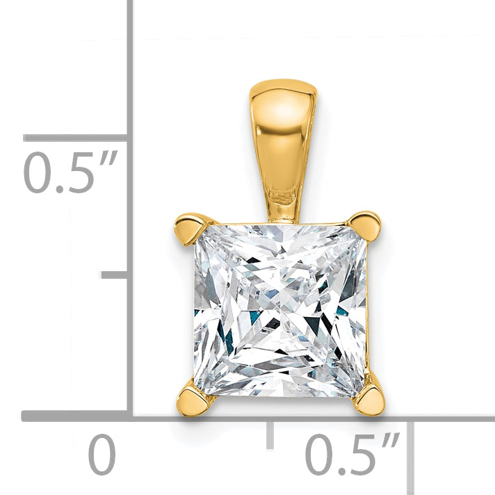 14k 3 carat Certified Lab Grown Diamond VS+ F+ Princess Complete Four Prong Pendant