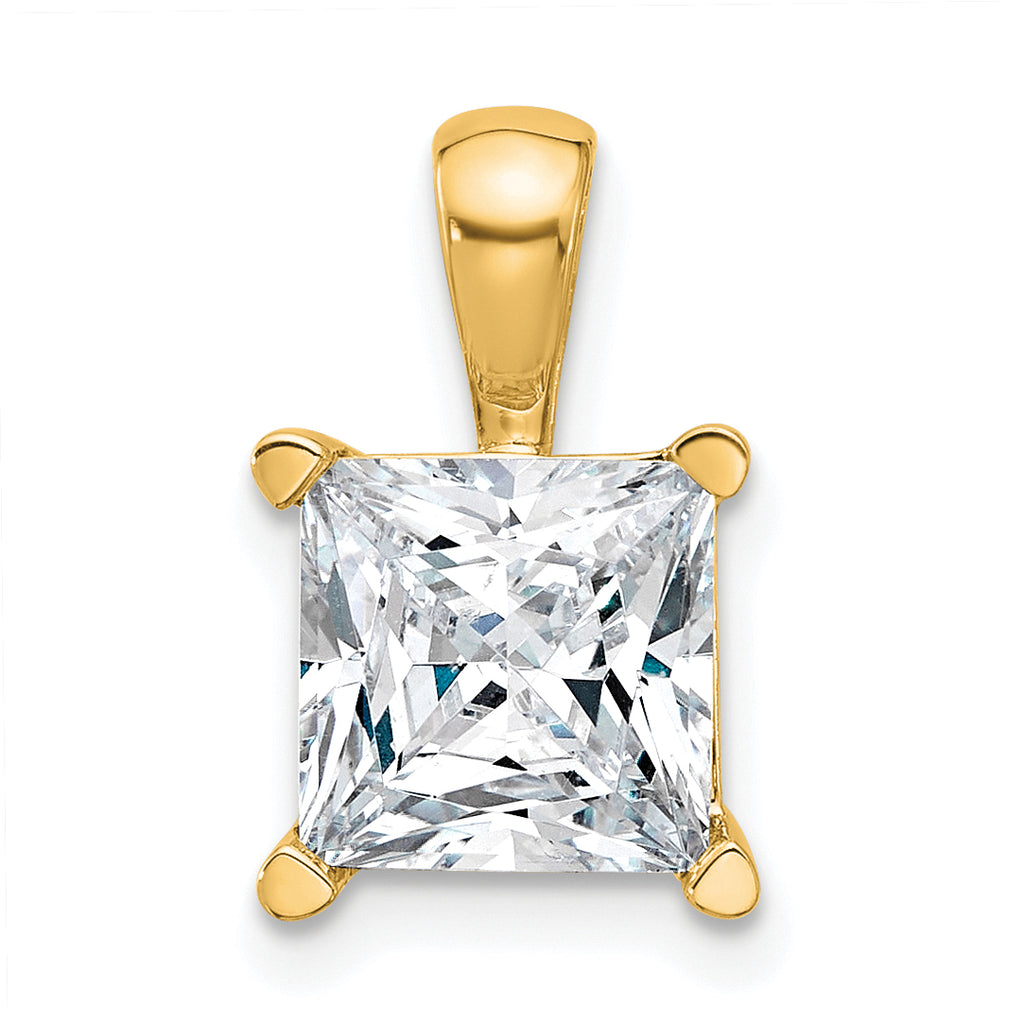 14k 3 carat Certified Lab Grown Diamond VS/SI+ G+ Princess Complete Four Prong Pendant