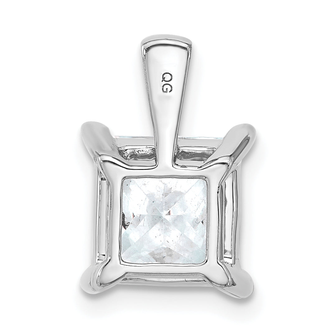 14k White Gold 4 carat Lab Grown Diamond VS/SI+ G+ Princess Complete Four Prong Pendant