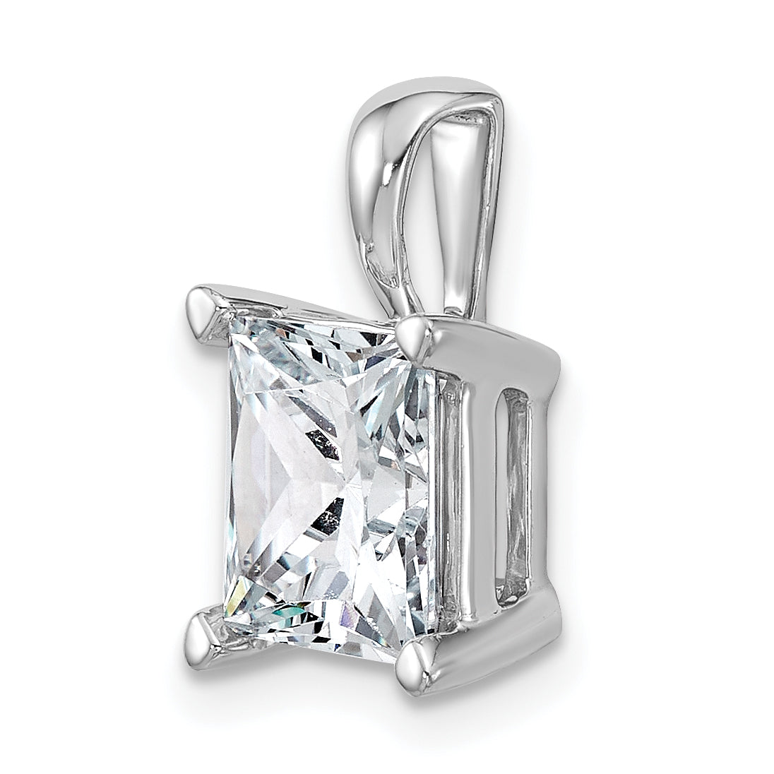 14k White Gold 4 carat Certified Lab Grown Diamond VS/SI+ G+ Princess Complete Four Prong Pendant