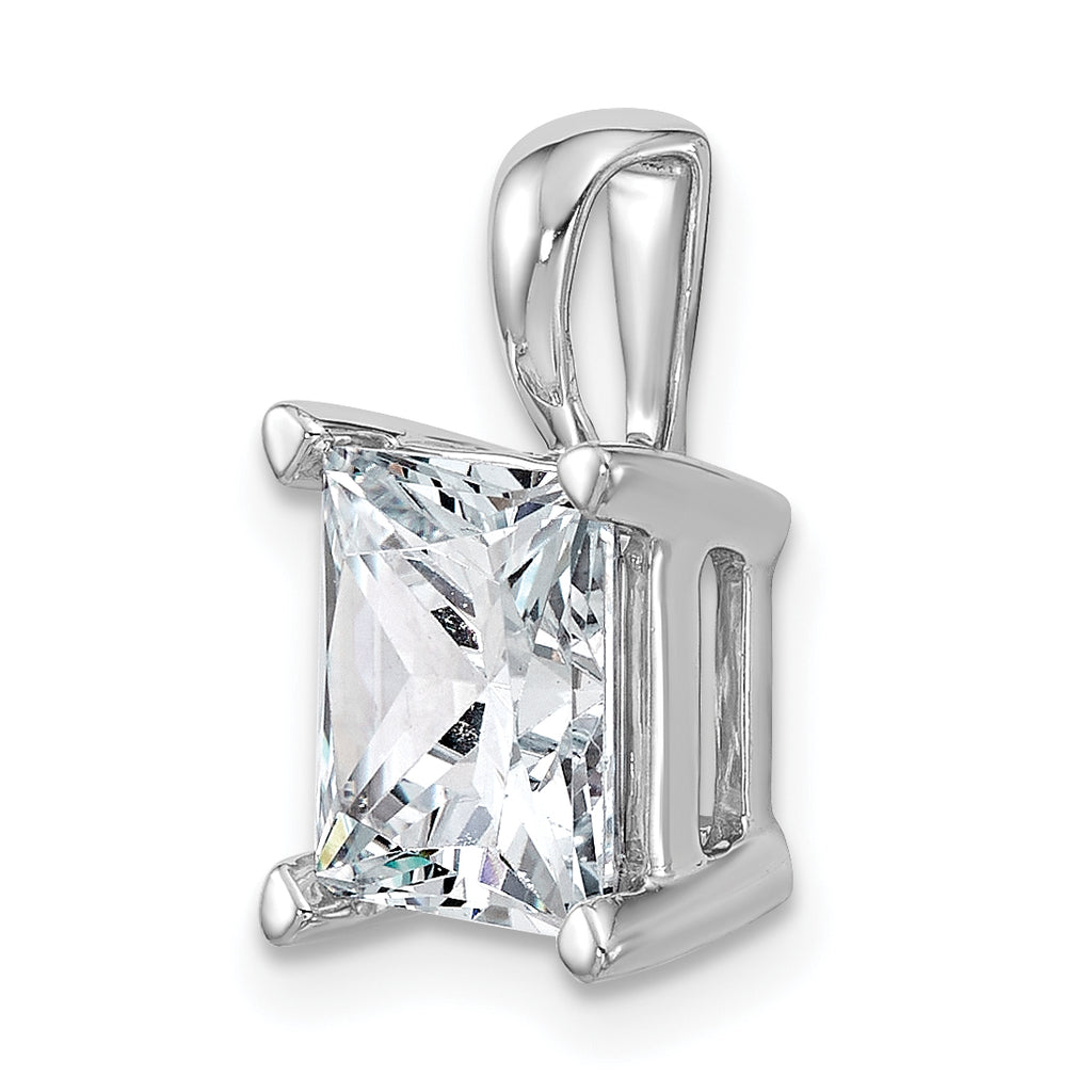 14k White Gold 4 carat Certified Lab Grown Diamond VS+ F+ Princess Complete Four Prong Pendant