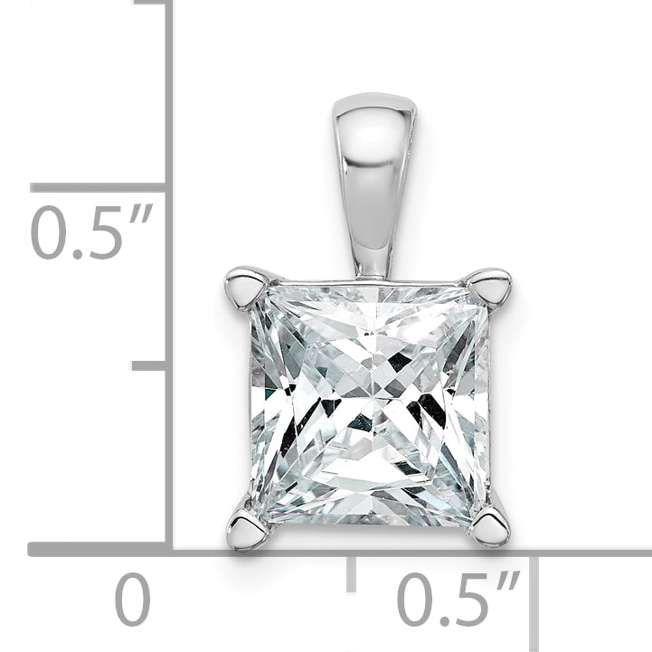 14k White Gold 4 carat Lab Grown Diamond VS+ F+ Princess Complete Four Prong Pendant