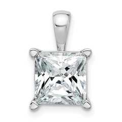 14k White Gold 4 carat Lab Grown Diamond VS/SI+ G+ Princess Complete Four Prong Pendant