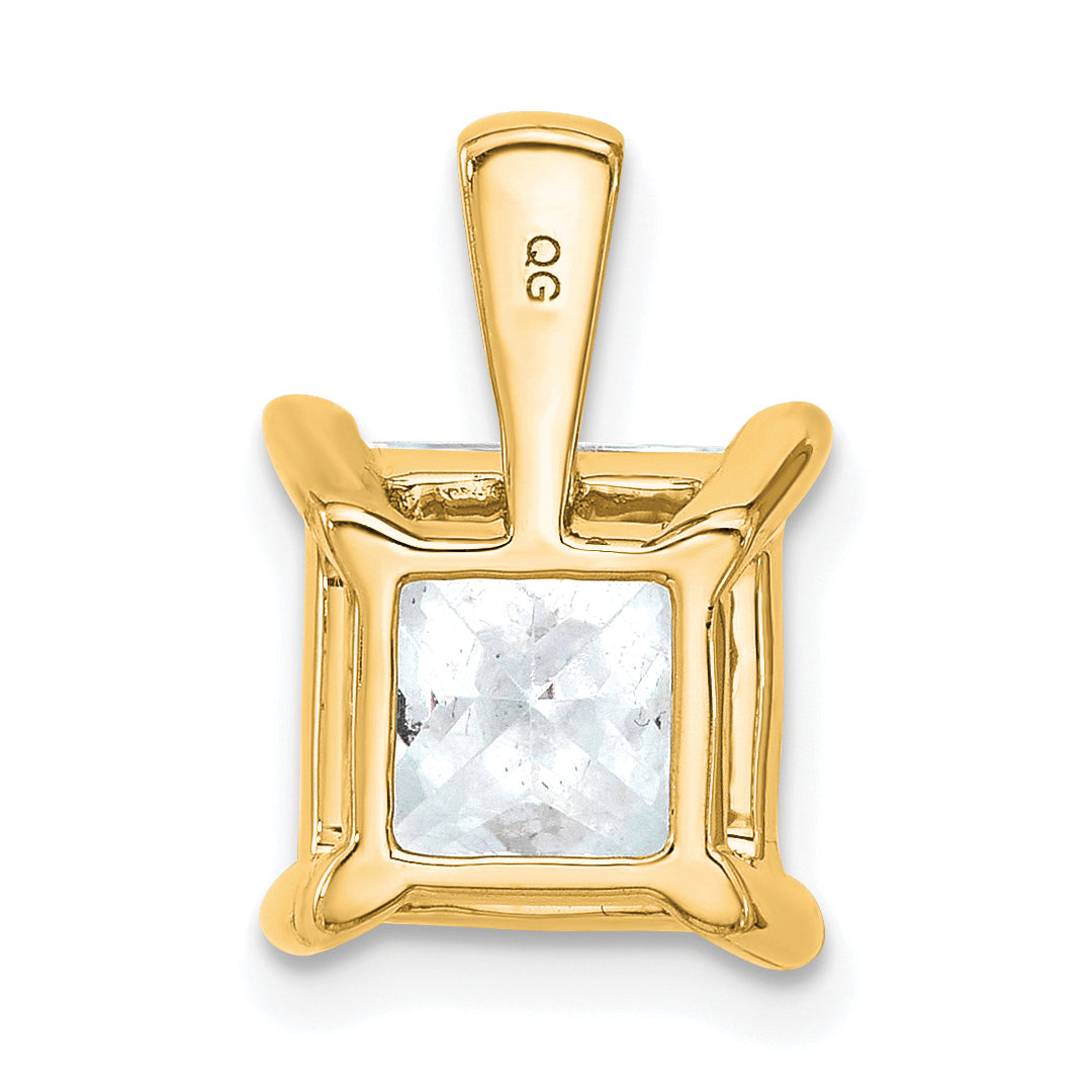 14k 4 carat Certified Lab Grown Diamond VS/SI+ G+ Princess Complete Four Prong Pendant