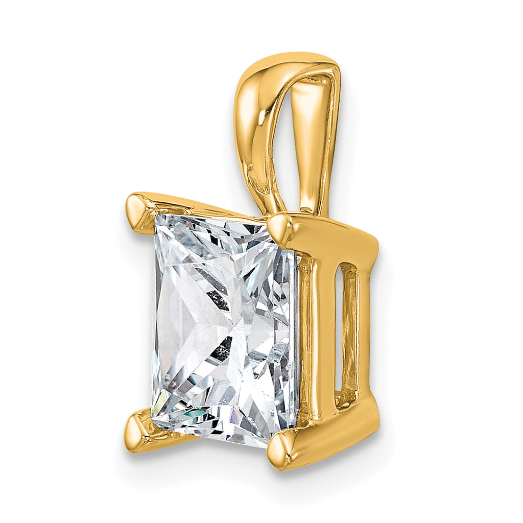 14k 4 carat Lab Grown Diamond VS/SI+ G+ Princess Complete Four Prong Pendant