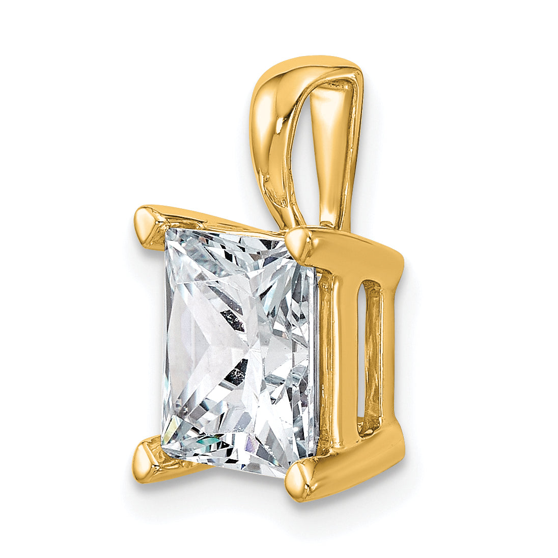 14k 4 carat Lab Grown Diamond VS/SI+ G+ Princess Complete Four Prong Pendant