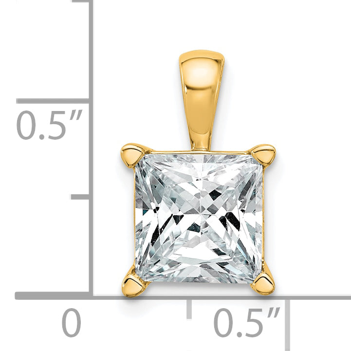 14k 4 carat Lab Grown Diamond VS+ F+ Princess Complete Four Prong Pendant