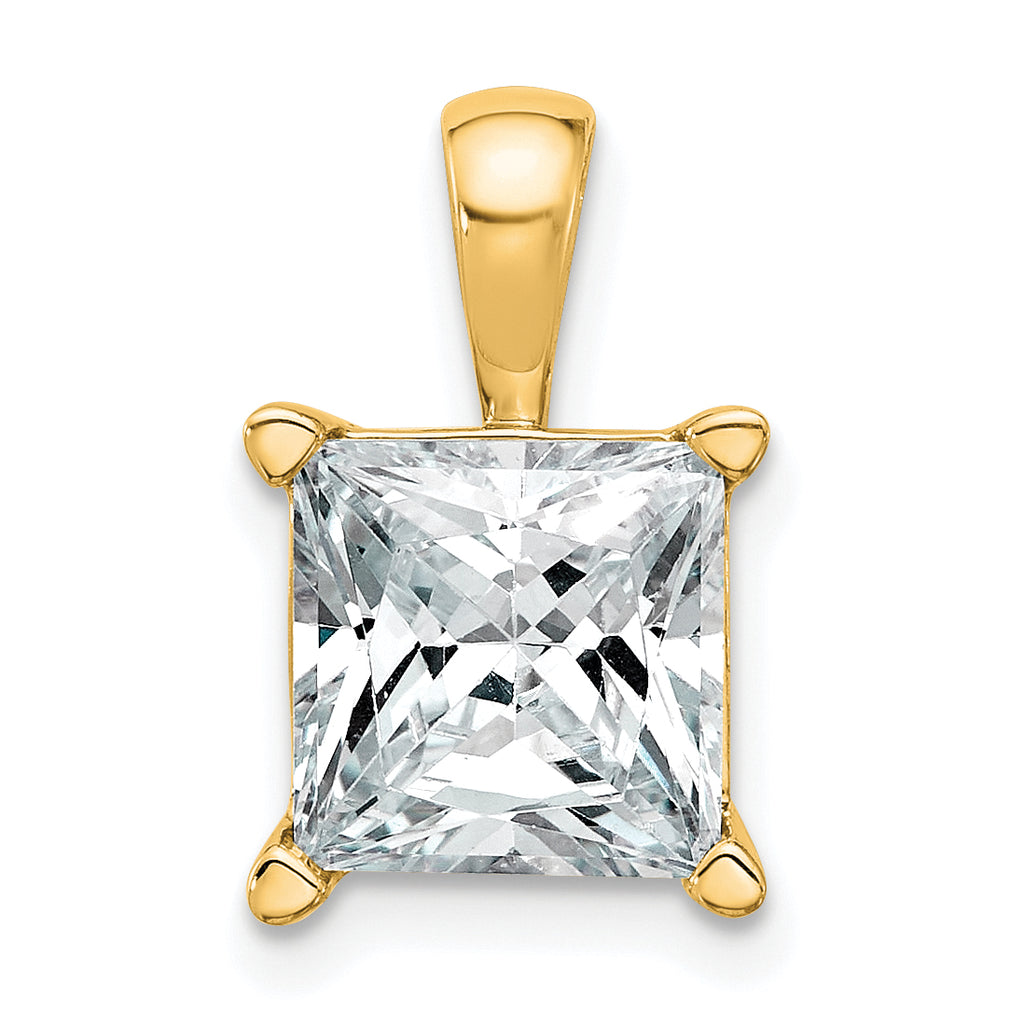 14k 4 carat Lab Grown Diamond VS+ F+ Princess Complete Four Prong Pendant