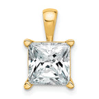 14k 4 carat Lab Grown Diamond VS+ F+ Princess Complete Four Prong Pendant