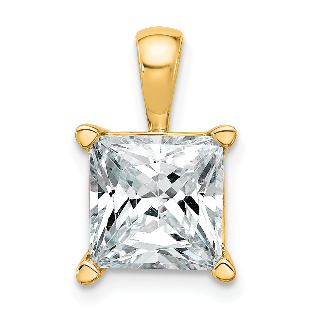 14k 4 carat Lab Grown Diamond VS/SI+ G+ Princess Complete Four Prong Pendant