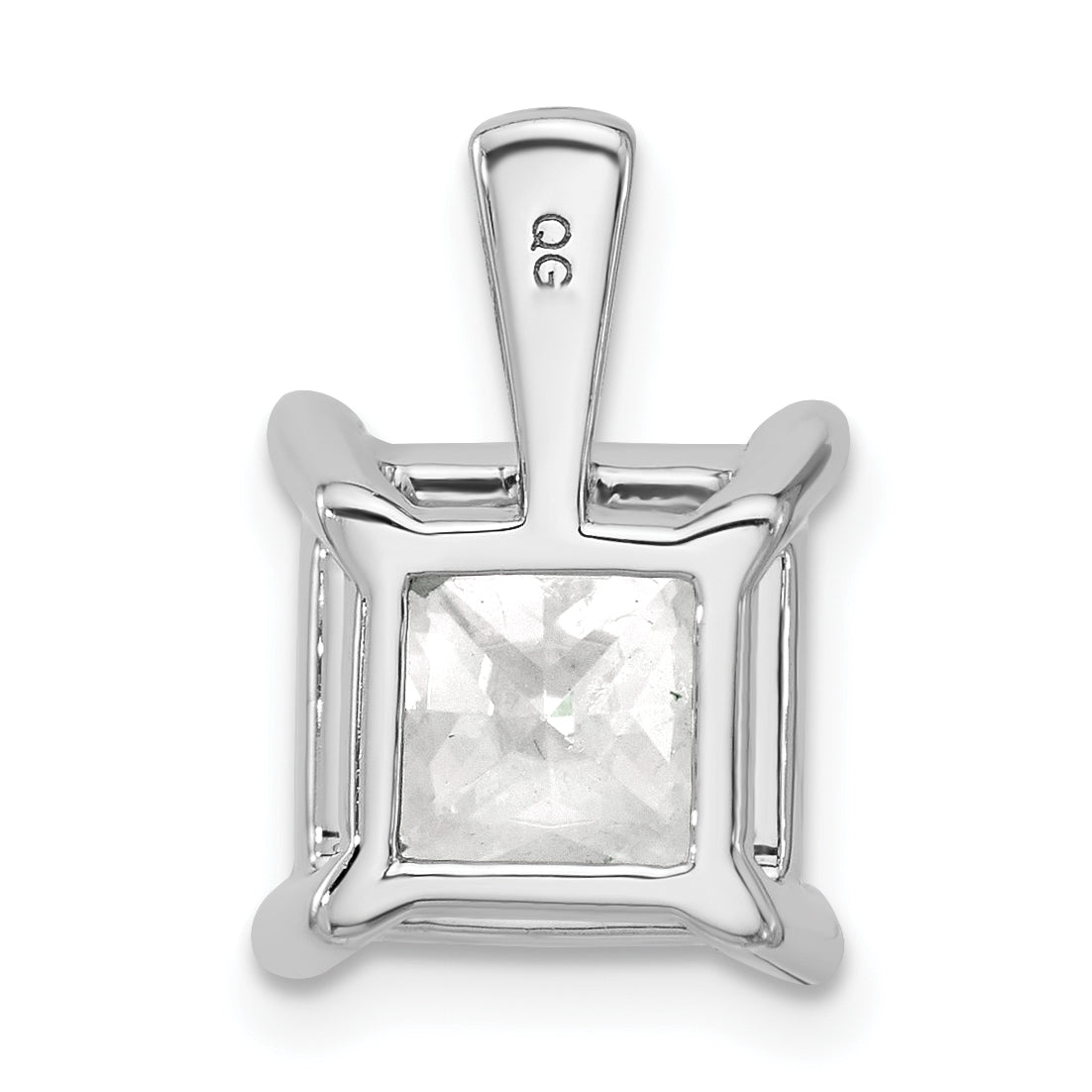 14k White Gold 5 carat Certified Lab Grown Diamond VS/SI+ G+ Princess Complete Four Prong Pendant