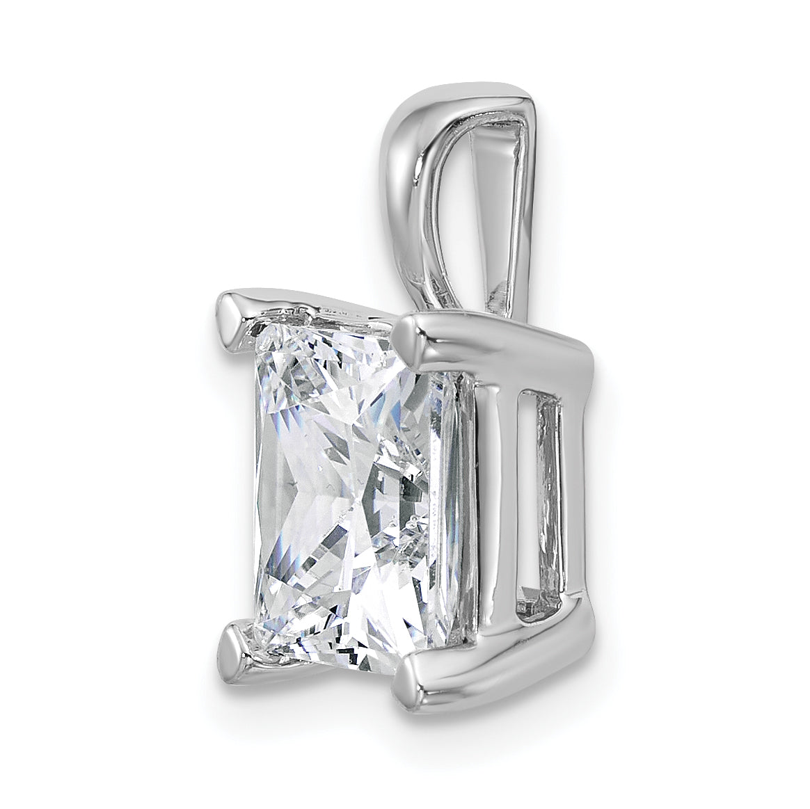 14k White Gold 5 carat Lab Grown Diamond VS+ F+ Princess Complete Four Prong Pendant
