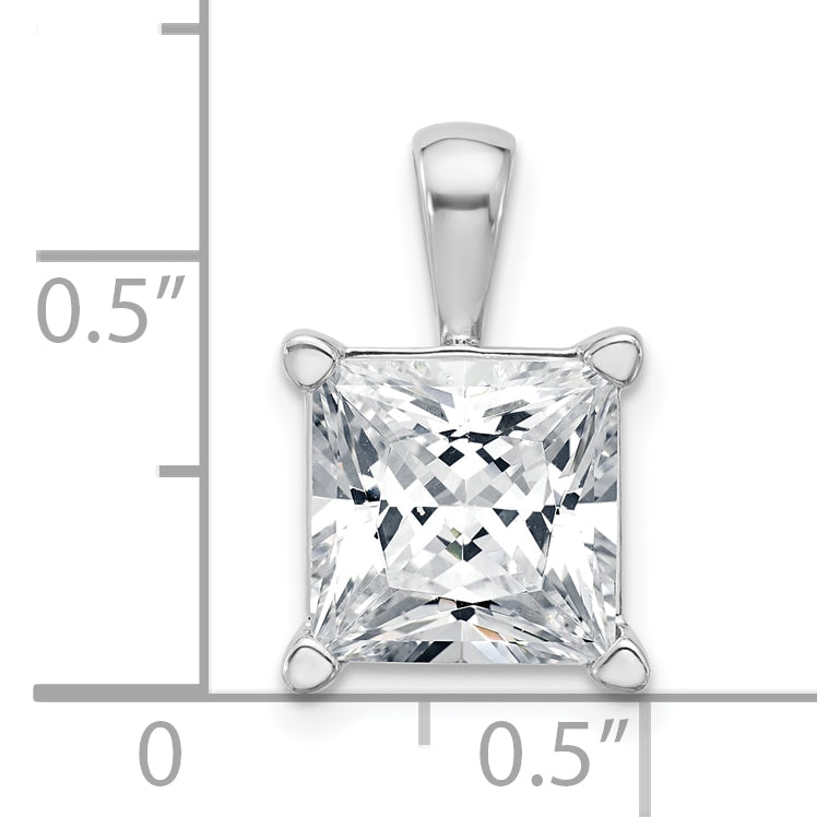 14k White Gold 5 carat Lab Grown Diamond VS/SI+ G+ Princess Complete Four Prong Pendant