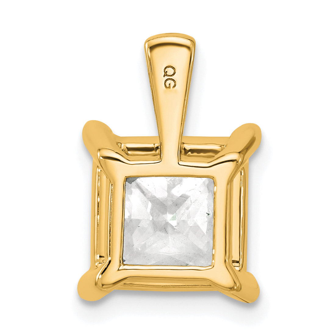 14k 5 carat Certified Lab Grown Diamond VS/SI+ G+ Princess Complete Four Prong Pendant