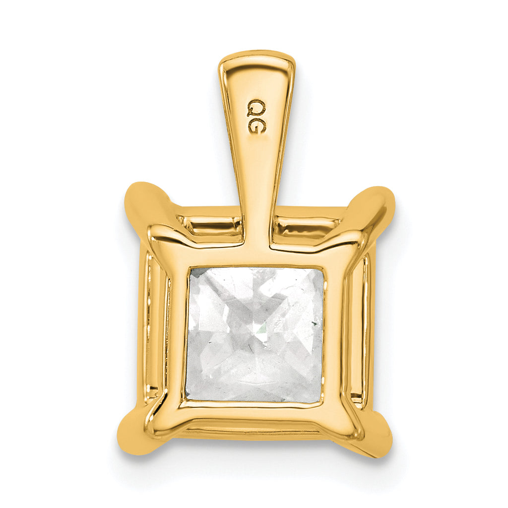 14k 5 carat Lab Grown Diamond VS+ F+ Princess Complete Four Prong Pendant