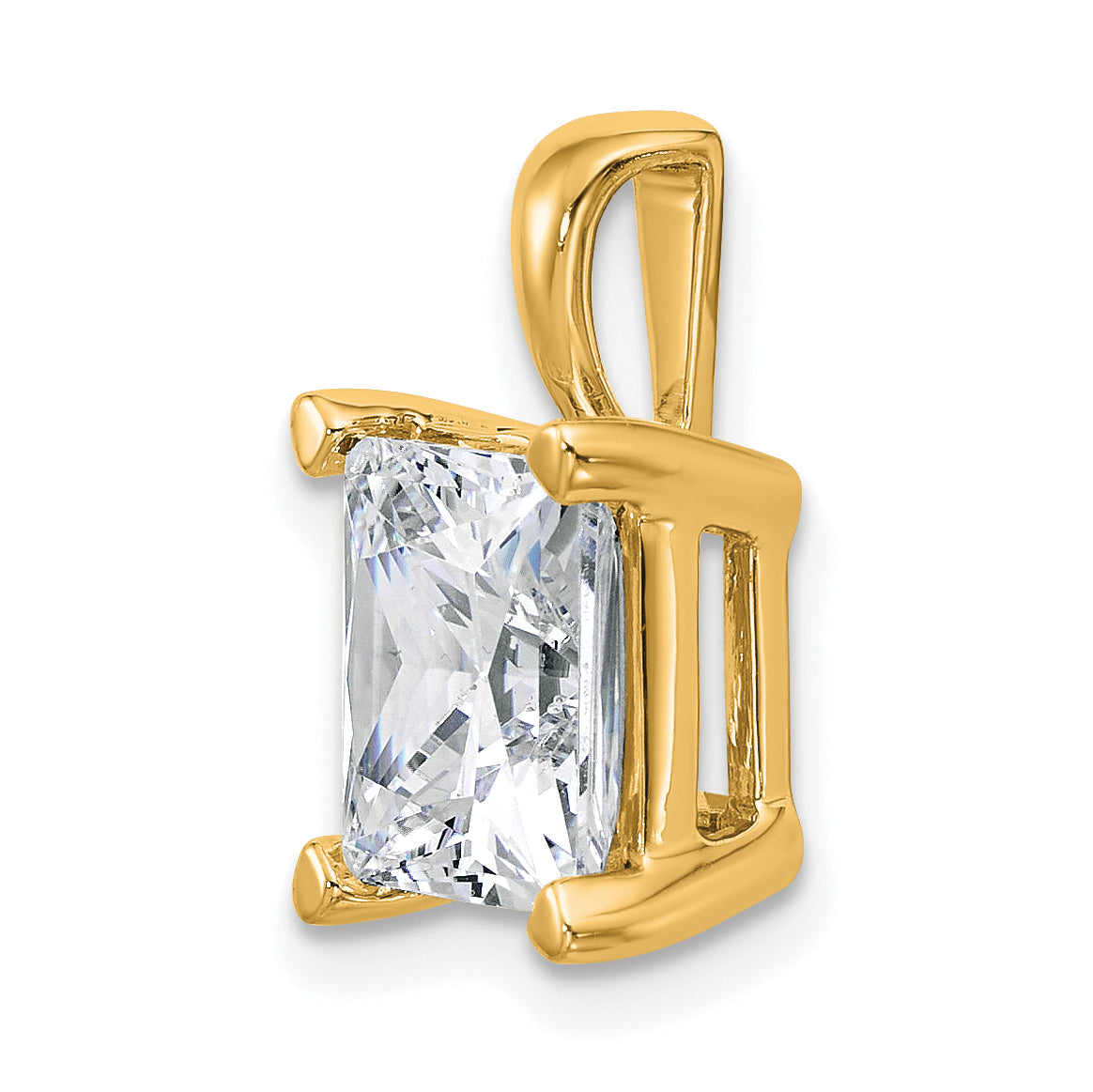 14k 5 carat Lab Grown Diamond VS+ F+ Princess Complete Four Prong Pendant