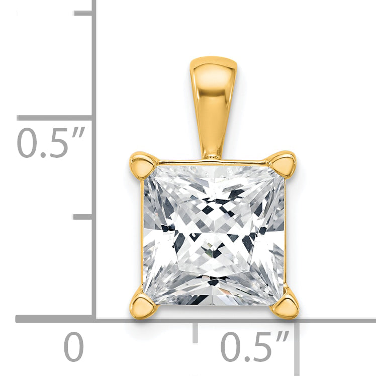 14k 5 carat Certified Lab Grown Diamond VS+ F+ Princess Complete Four Prong Pendant