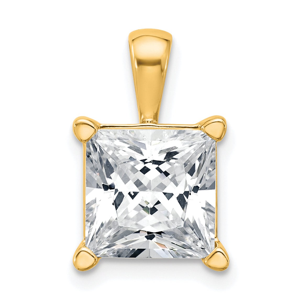 14k 5 carat Lab Grown Diamond VS+ F+ Princess Complete Four Prong Pendant