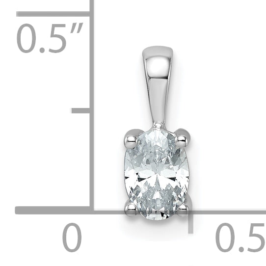 14k White Gold 1/2 carat Lab Grown Diamond VS/SI+ G+ Oval Complete Four Prong Pendant