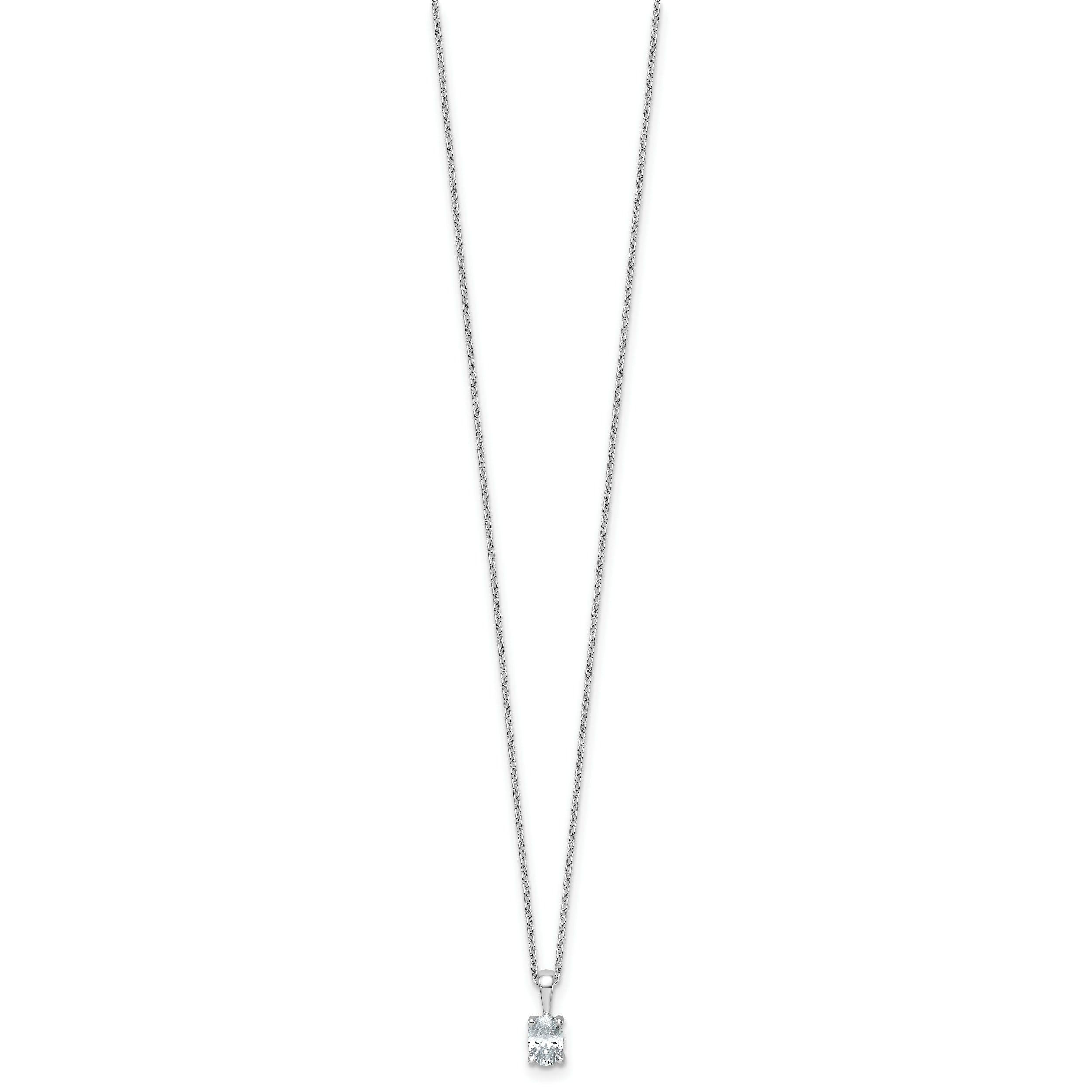 14k White Gold 1/2 carat Certified Lab Grown Diamond VS+ F+ Oval Complete 18 inch Four Prong Pendant Necklace