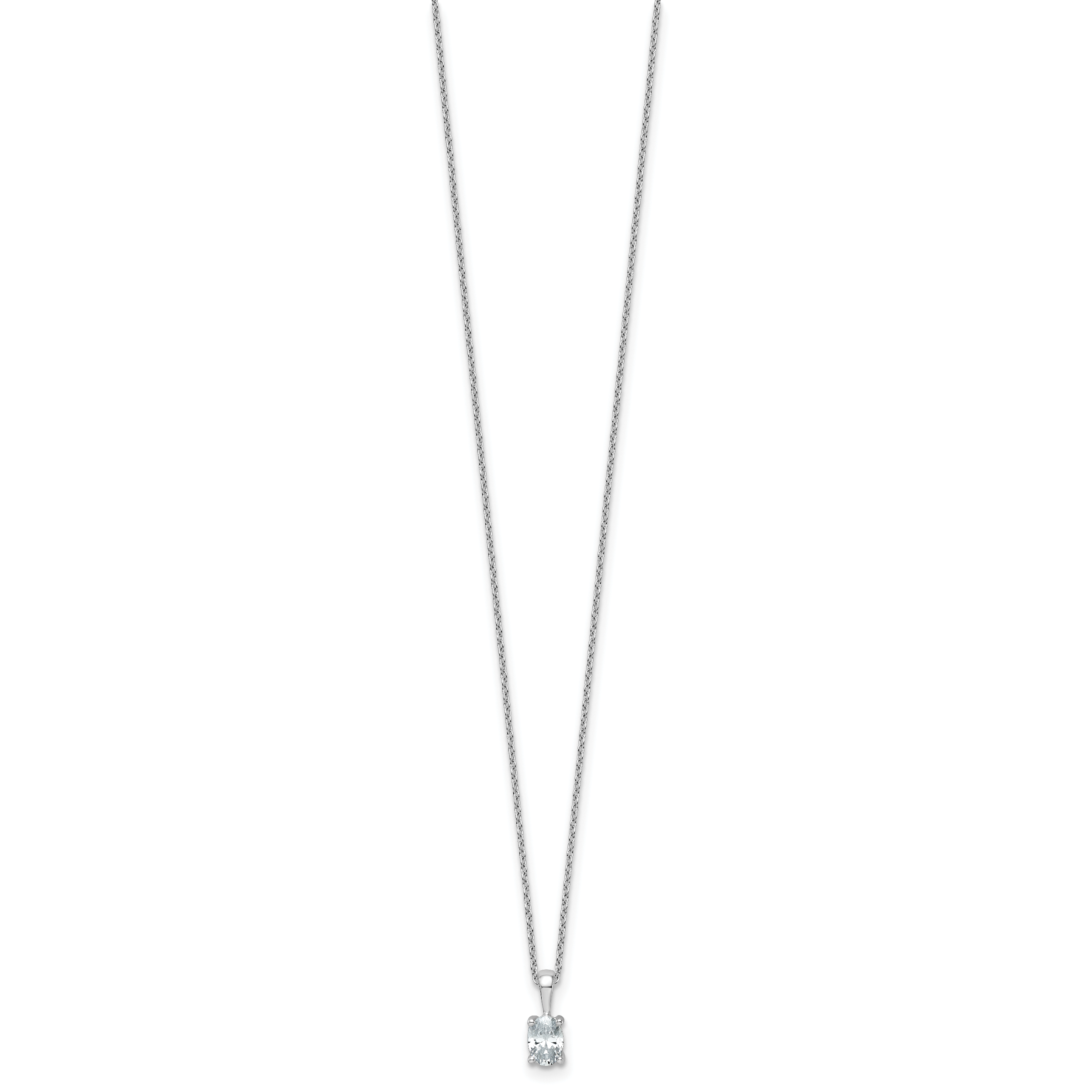 14k White Gold 1/2 carat Lab Grown Diamond VS/SI+ G+ Oval Complete 18 inch Four Prong Pendant Necklace Secondary image