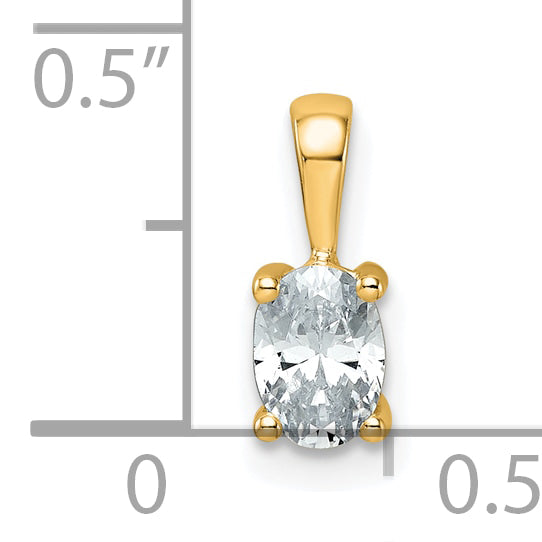 14k 1/2 carat Lab Grown Diamond VS+ F+ Oval Complete Four Prong Pendant