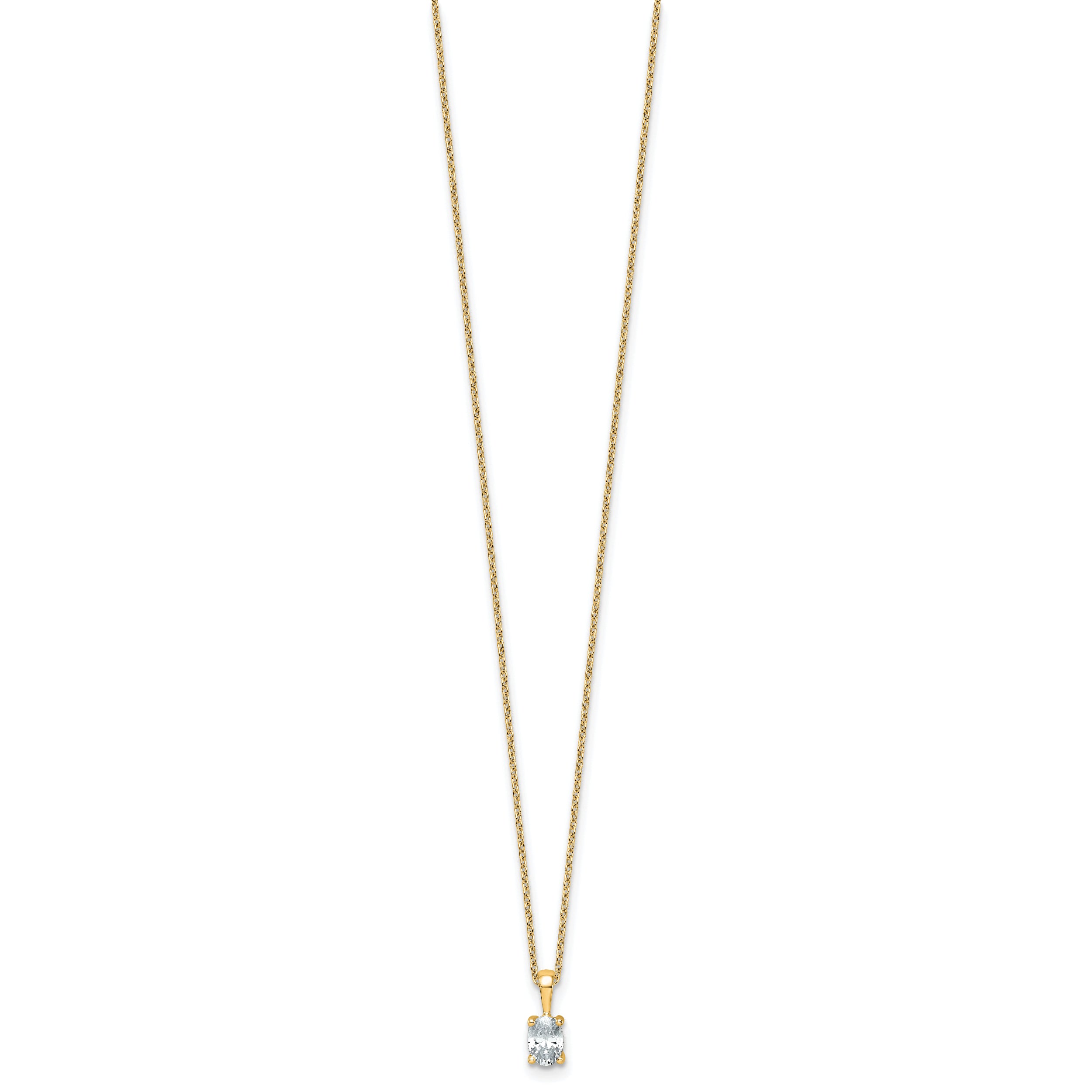 14k 1/2 carat Certified Lab Grown Diamond VS+ F+ Oval Complete 18 inch Four Prong Pendant Necklace