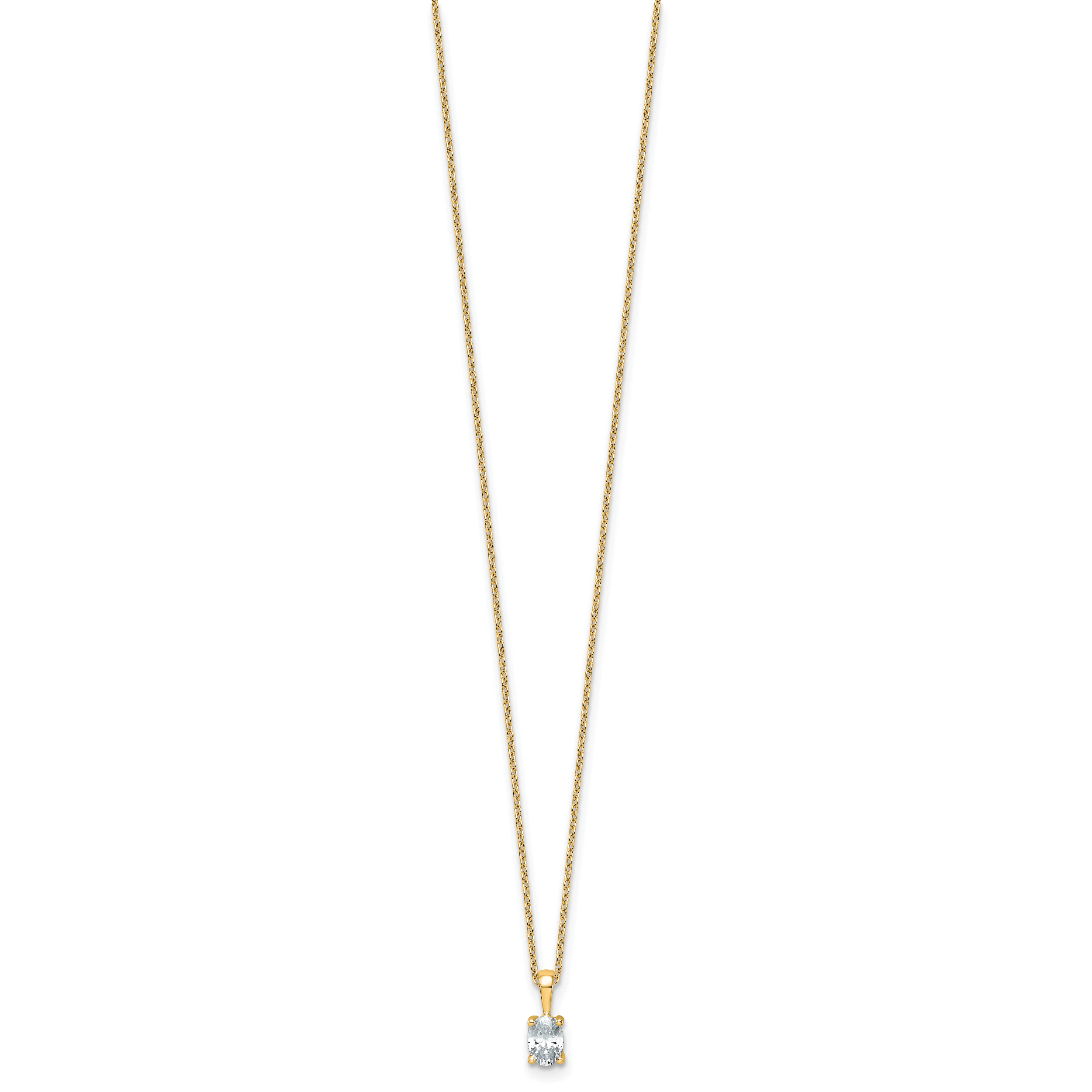 14k 1/2 carat Certified Lab Grown Diamond VS/SI+ G+ Oval Complete 18 inch Four Prong Pendant Necklace