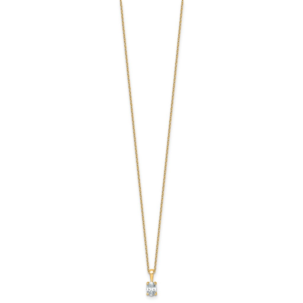 14k 1/2 carat Lab Grown Diamond VS/SI+ G+ Oval Complete 18 inch Four Prong Pendant Necklace