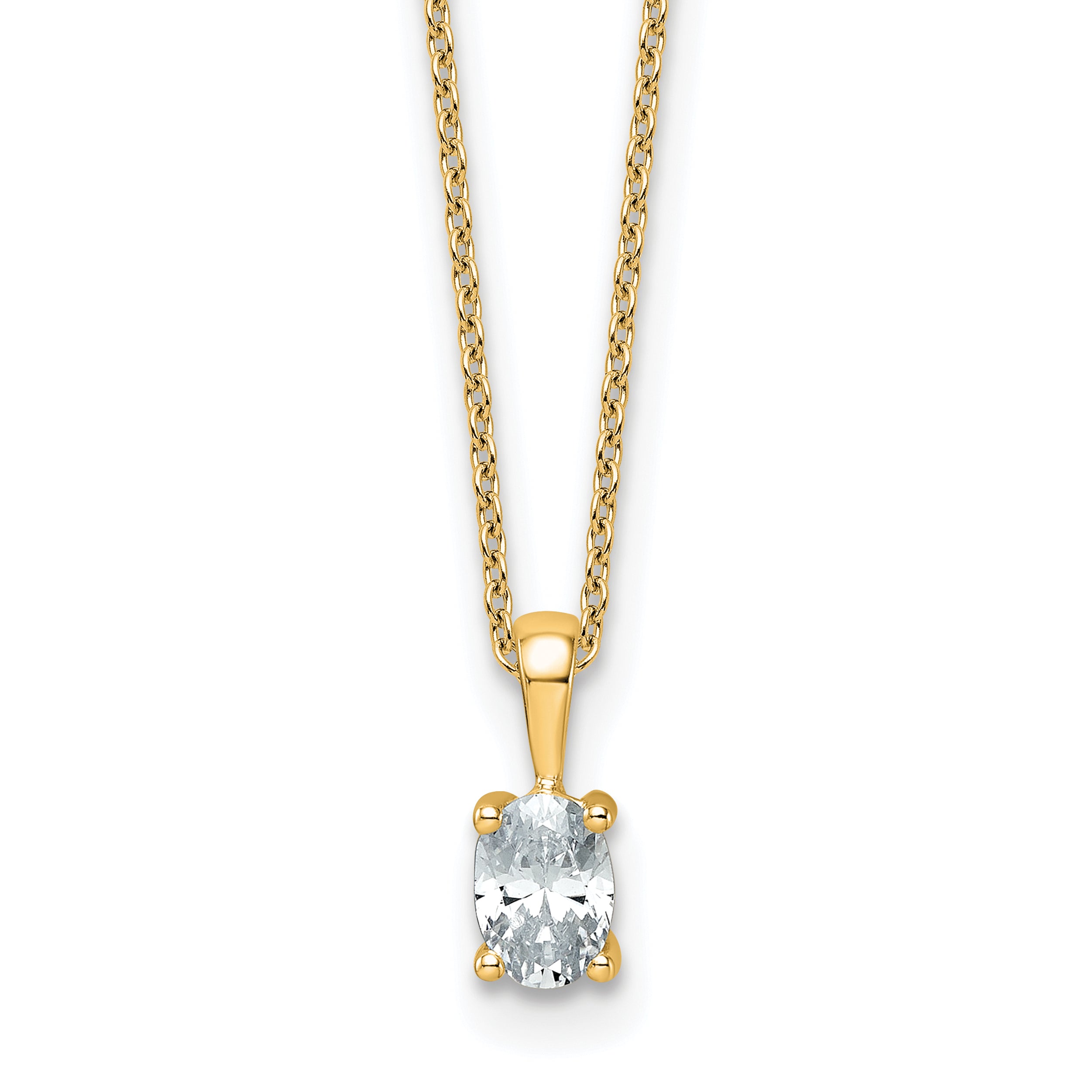 14k 1/2 carat Lab Grown Diamond VS+ F+ Oval Complete 18 inch Four Prong Pendant Necklace