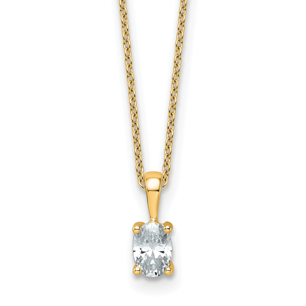 14k 1/2 carat Certified Lab Grown Diamond VS+ F+ Oval Complete 18 inch Four Prong Pendant Necklace