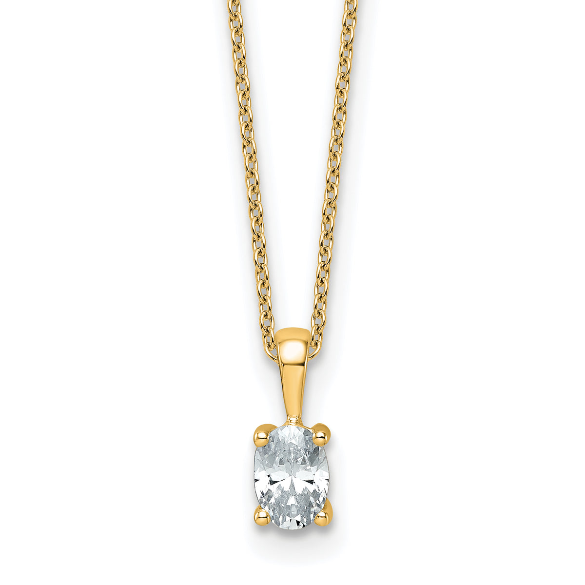 14k 1/2 carat Certified Lab Grown Diamond VS+ F+ Oval Complete 18 inch Four Prong Pendant Necklace