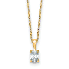 14k 1/2 carat Certified Lab Grown Diamond VS+ F+ Oval Complete 18 inch Four Prong Pendant Necklace