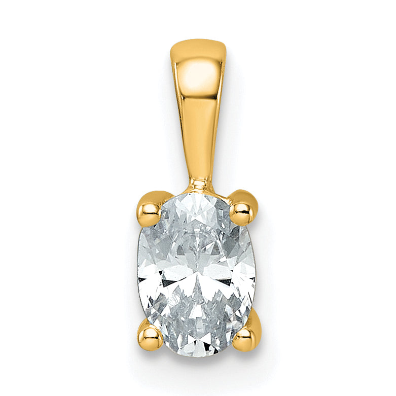 14k 1/2 carat Lab Grown Diamond VS+ F+ Oval Complete Four Prong Pendant