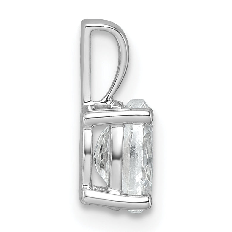 14k White Gold 3/4 carat Certified Lab Grown Diamond VS/SI+ G+ Oval Complete Four Prong Pendant