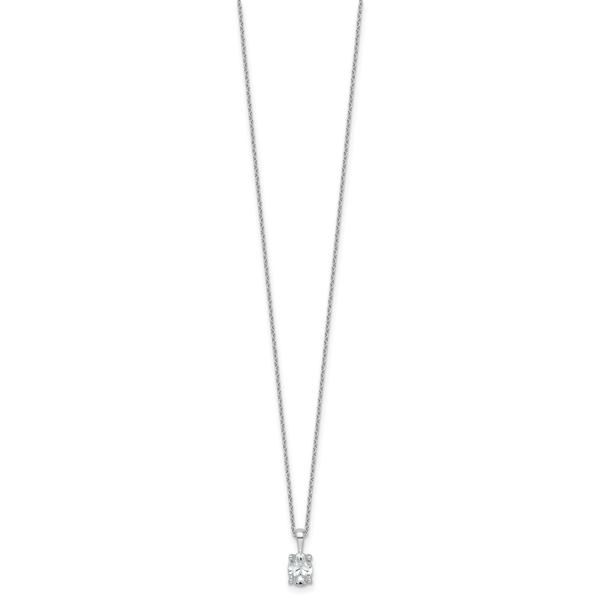 14k White Gold 3/4 carat Certified Lab Grown Diamond VS+ F+ Oval Complete 18 inch Four Prong Pendant Necklace Secondary image