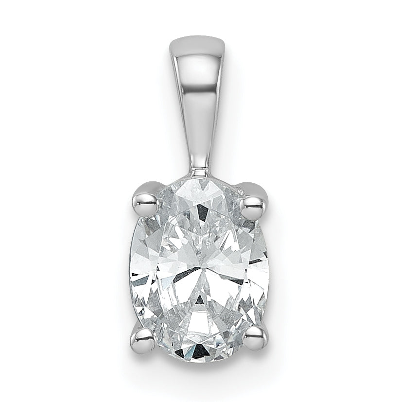 14k White Gold 3/4 carat Lab Grown Diamond VS/SI+ G+ Oval Complete Four Prong Pendant