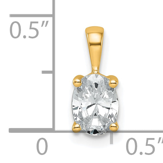 14k 3/4 carat Certified Lab Grown Diamond VS/SI+ G+ Oval Complete Four Prong Pendant
