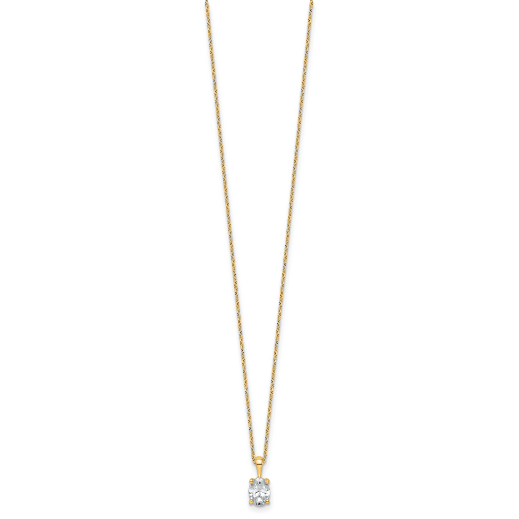14k 3/4 carat Certified Lab Grown Diamond VS/SI+ G+ Oval Complete 18 inch Four Prong Pendant Necklace