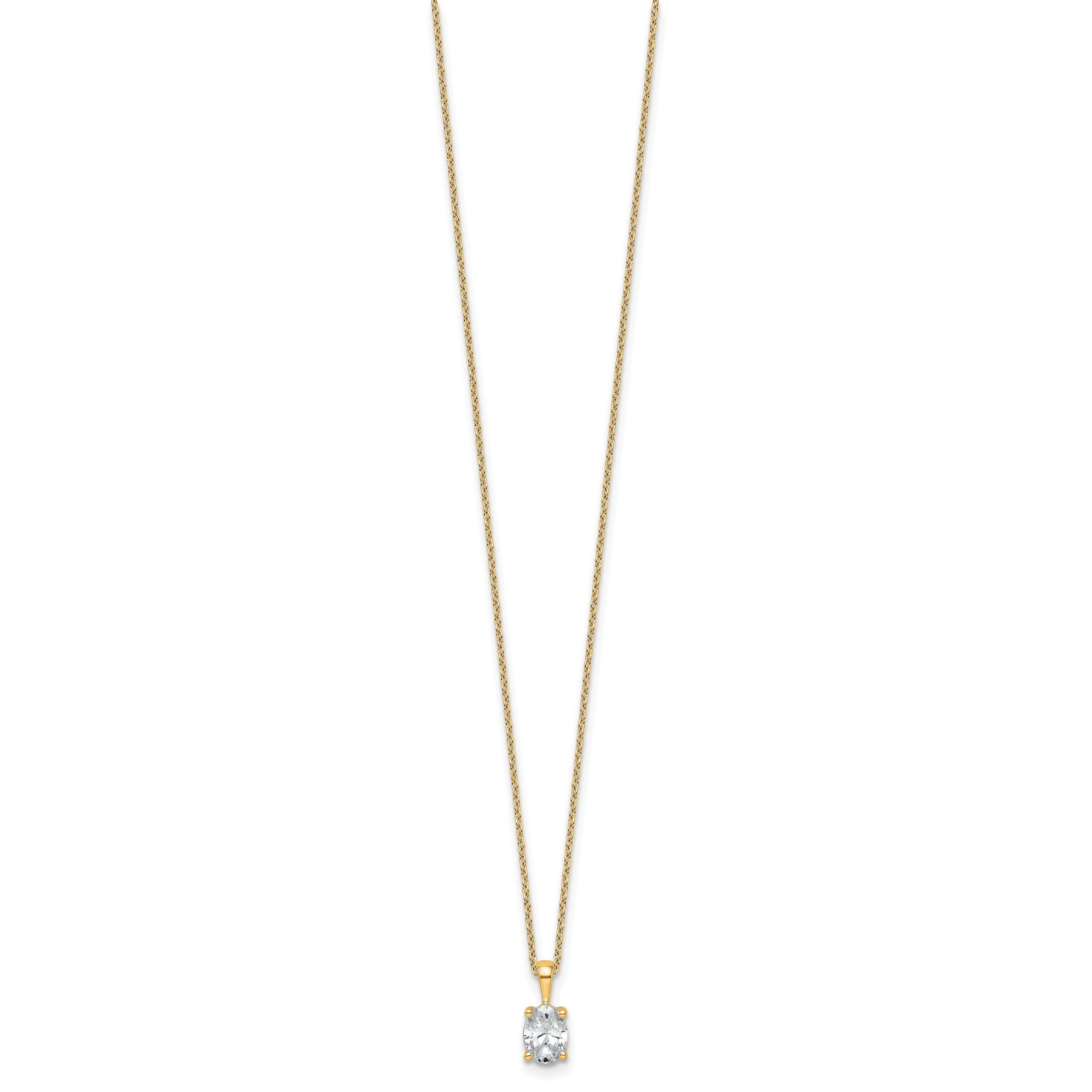 14k 3/4 carat Lab Grown Diamond VS+ F+ Oval Complete 18 inch Four Prong Pendant Necklace