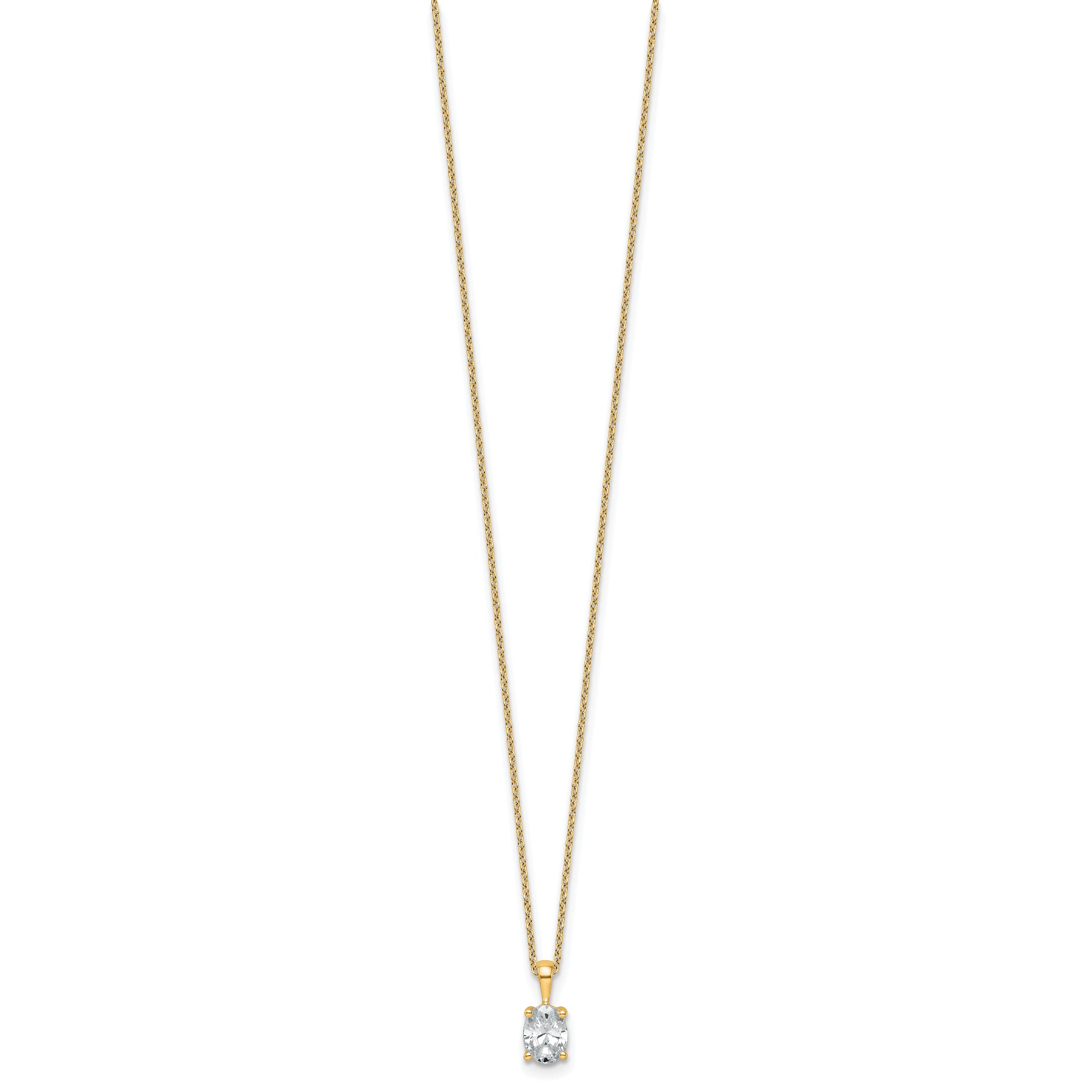 14k 3/4 carat Certified Lab Grown Diamond VS+ F+ Oval Complete 18 inch Four Prong Pendant Necklace