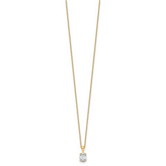 14k 3/4 carat Certified Lab Grown Diamond VS+ F+ Oval Complete 18 inch Four Prong Pendant Necklace