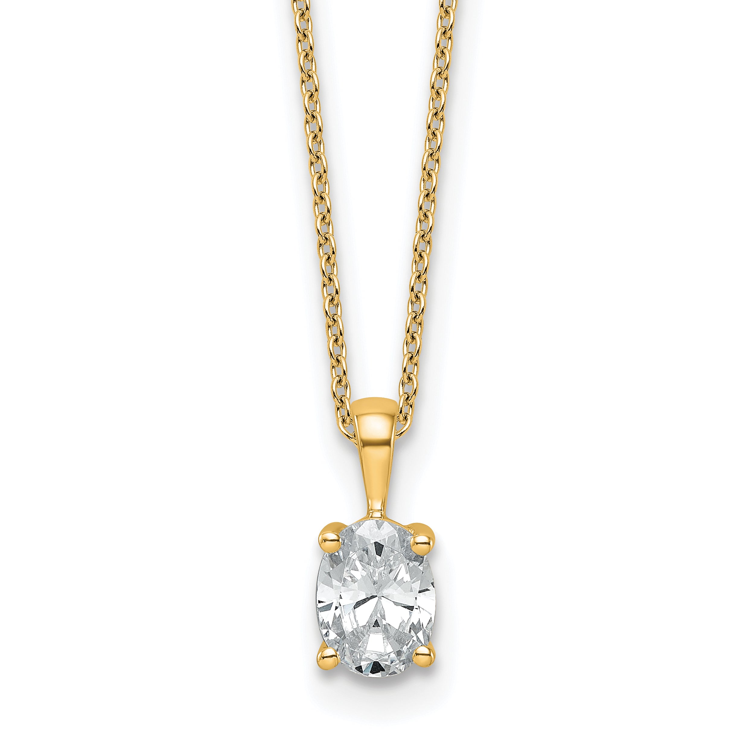14k 3/4 carat Certified Lab Grown Diamond VS+ F+ Oval Complete 18 inch Four Prong Pendant Necklace Main image