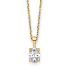 14k 3/4 carat Certified Lab Grown Diamond VS+ F+ Oval Complete 18 inch Four Prong Pendant Necklace
