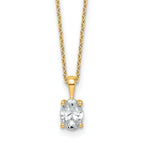 14k 3/4 carat Certified Lab Grown Diamond VS/SI+ G+ Oval Complete 18 inch Four Prong Pendant Necklace