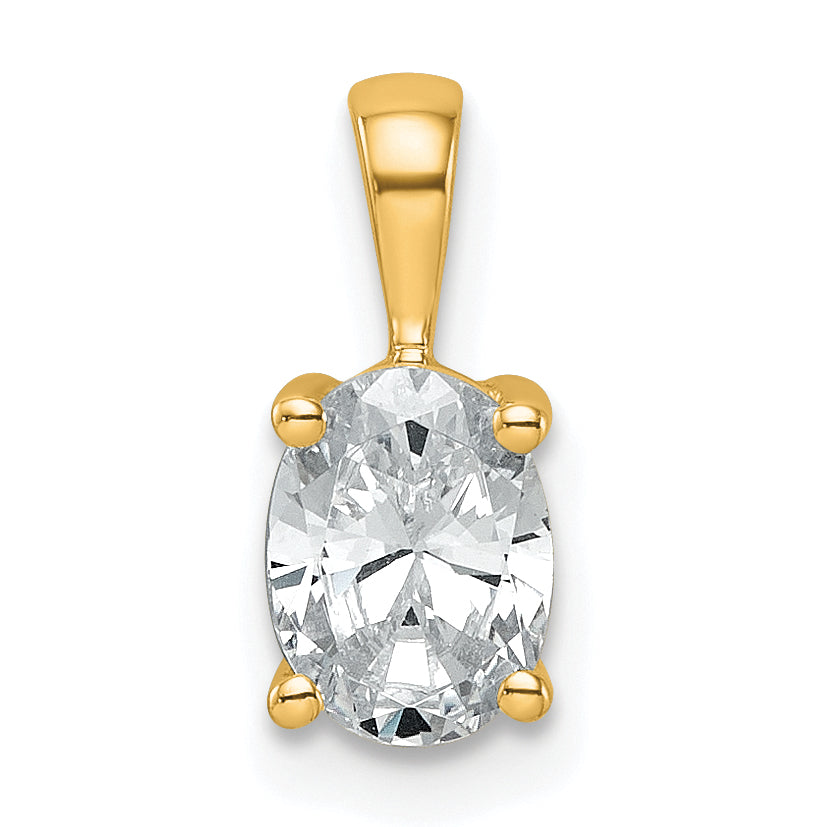 14k 3/4 carat Lab Grown Diamond VS+ F+ Oval Complete Four Prong Pendant