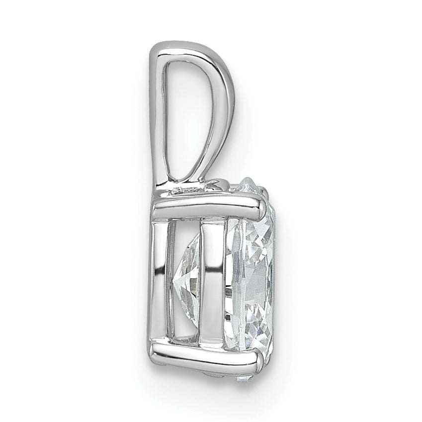 14k White Gold 1 carat Lab Grown Diamond VS/SI+ G+ Oval Complete Four Prong Pendant