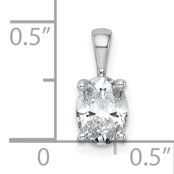14k White Gold 1 carat Certified Lab Grown Diamond VS+ F+ Oval Complete Four Prong Pendant